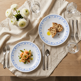 CORELLE MORNING BLUE 17CM Small Rounded Plate for Snacking & Dining | Pack of 2| Vitrelle Triple Layer Glass| Lightweight |1-year warranty on chips, breaks & scratches