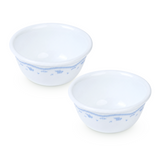 CORELLE MORNING BLUE 177 ML Small Katori-Pack of 2 | For serving Dal/Curd/Desserts/Dips| Ramekin Bowl | Vitrelle Triple Layer Glass| Lightweight |1-year warranty on chips, breaks & scratches