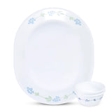 CORELLE SECRET GARDEN Serving Dish Platter with 2 Bowl | Ideal for Snacks/Appetizer/Tandoori Kababs/Fish Fry/Chicken Tikka/Party & Homeuse |Vitrelle Triple Layer Glass| Lightweight |1-year warranty on chips, breaks & scratches
