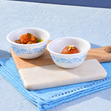 CORELLE SKYLINE BAY GARDEN 177 ML Small Katori-Pack of 2| For serving Dal/Curd/Desserts/Dips| Ramekin Bowl | Vitrelle Triple Layer Glass| Lightweight |1-year warranty on chips, breaks & scratches