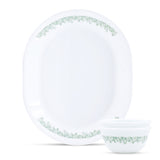 CORELLE SPRING BLOSSOM MINT Serving Dish Platter with 2 Bowl | Ideal for Snacks/Appetizer/Tandoori Kababs/Fish Fry/Chicken Tikka/Party & Homeuse |Vitrelle Triple Layer Glass| Lightweight |1-year warranty on chips, breaks & scratches