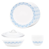 CORELLE SKYLINE BAY GARDEN 14 PCS Dinner Set| For Family of 6| Plates & Bowls for Dining | Vitrelle Triple Layer Glass| Lightweight |1-year warranty on chips, breaks & scratches