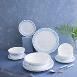 CORELLE SKYLINE BAY GARDEN 14 PCS Dinner Set| For Family of 6| Plates & Bowls for Dining | Vitrelle Triple Layer Glass| Lightweight |1-year warranty on chips, breaks & scratches