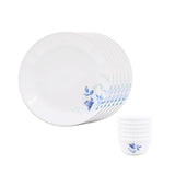 Corelle Blue Floral Breakfast Set - 12 Pc | For Family of 6 | Break & Chip Resistant | Lightweight & Durable | Microwave & Dishwasher Safe