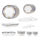 Corelle Round Asia Collection Gold Series - 32 Pcs Dinner Set - Gold Abundance (24k Gold) | For Family of 6 | Break & Chip Resistant | Lightweight & Durable | Microwave & Dishwasher Safe