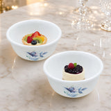 CORELLE BLUE FLORAL 177 ML Small Katori-Pack of 2| For serving Dal/Curd/Desserts/Dips| Ramekin Bowl | Vitrelle Triple Layer Glass| Lightweight |1-year warranty on chips, breaks & scratches