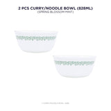 Corelle Spring Blossom Mint 828ml Curry / Noodle Bowl Pack Of 2 | Break & Chip Resistant | Lightweight & Durable | Microwave & Dishwasher Safe