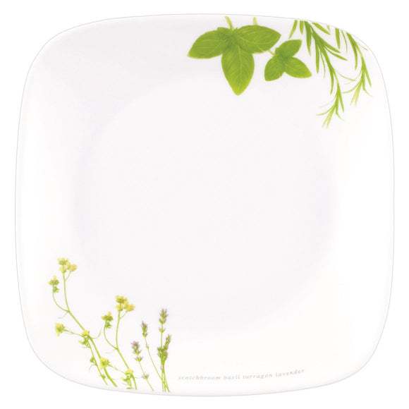 Corelle Asia Square Round Collection European Herbs Square Round Bread & Butter Plate