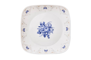 Corelle Square Round Gold Collection Blooming Blue Square Round Luncheon Plate