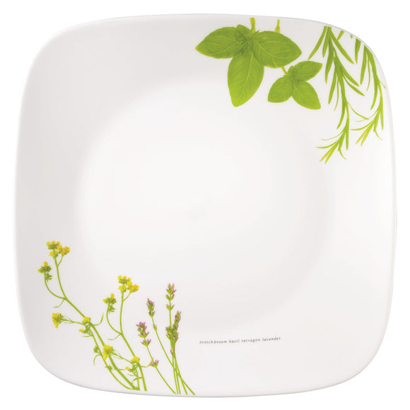 Corelle Asia Square Round Collection European Herbs Square Round Dinner Plate