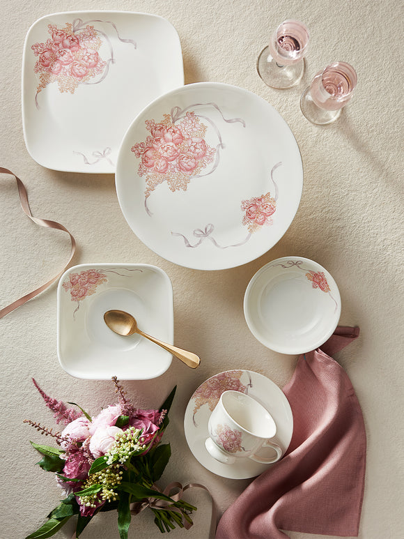 Corelle Asia Collection Gold Series Peony Bouquet 22 cm Medium Plate Pack Of 6