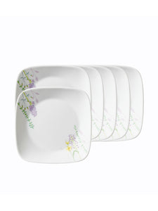 Corelle Asia Square Round Collection Blooms 17 cm Square Round Small Plate  Pack Of 6