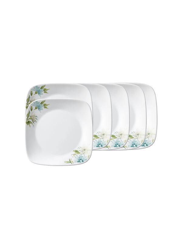 Corelle Asia Square Round Collection Fairy Flora 17 cm Square Round Small Plate  Pack Of 6