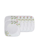 Corelle Asia Square Round Collection Green Breeze 17 cm Square Round Small Plate  Pack Of 6