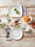 Corelle Asia Square Round Collection Blooms 22.9 cm Square Round Medium Plate Pack Of 6