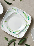 Corelle Asia Square Round Collection Dancing Leaves 22.9 cm Square Round Medium Plate Pack Of 6