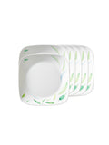 Corelle Asia Square Round Collection Dancing Leaves 22.9 cm Square Round Medium Plate Pack Of 6