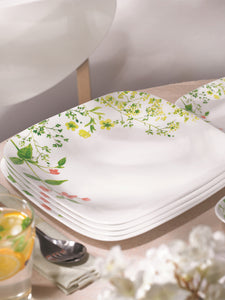 Corelle Asia Square Round Collection Provence Garden 22.9 cm Square Round Medium Plate Pack Of 6