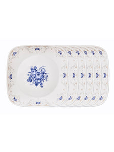 Corelle Square Round Gold Collection Blooming Blue 26.7 cm Square Round Dinner Plate  Pack Of 6