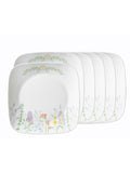 Corelle Asia Square Round Collection Blooms 26.7 cm Square Round Dinner Plate  Pack Of 6