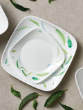 Corelle Asia Square Round Collection Dancing Leaves 26.7 cm Square Round Dinner Plate  Pack Of 6
