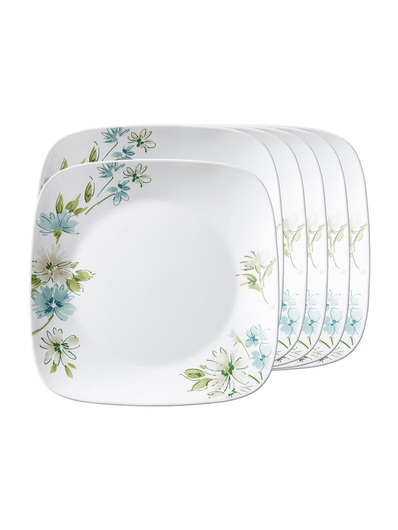 Corelle Asia Square Round Collection Fairy Flora 26.7 cm Square Round Dinner Plate  Pack Of 6