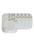 Corelle Asia Square Round Collection Green Breeze 26.7 cm Square Round Dinner Plate  Pack Of 6