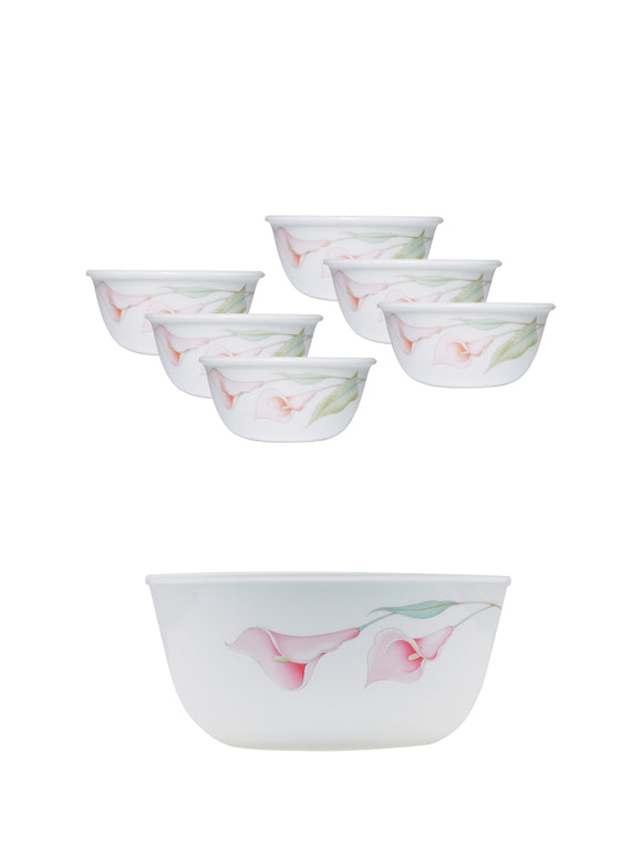 Corelle  Asia Collection Lilyville 6 177ml Katori & 1 828ml Curry Bowl (Pack of 7)