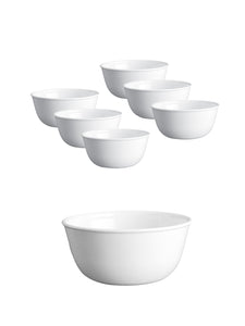 Corelle Livingware Winter Frost White 6 177ml Katori & 1 828ml Curry Bowl (Pack of 7)