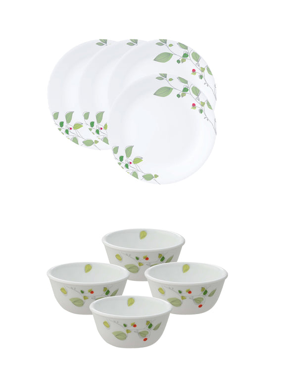 Corelle  Asia Collection Green Breeze 4 26cm Dinner Plate & 4 177ml Katori (Pack of 8)