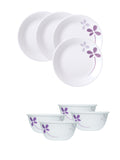 Corelle  Asia Collection Warm Pansies 4 26cm Dinner Plate & 4 177ml Katori (Pack of 8)