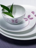 Corelle  Asia Collection Warm Pansies Basic / Mini / Starter Set (Pack of 10) 4 26cm Dinner Plates, 4 296ml Dessert Bowls, 2 828ml Curry Bowls