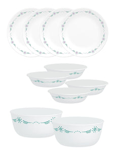 Corelle Livingware English Garden Basic / Mini / Starter Set (Pack of 10) 4 26cm Dinner Plates, 4 296ml Dessert Bowls, 2 828ml Curry Bowls