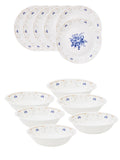 Corelle Asia Collection Gold Series Blooming Blue Breakfast Set (Pack of 12) 6 26cm Dinner Plates, 6 296ml Dessert Bowl