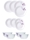 Corelle  Asia Collection Warm Pansies Utility Set (Pack of 12) 4 26cm Dinner Plate, 4 17cm Small Plate & 4 177 ml Katori