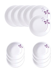 Corelle  Asia Collection Warm Pansies Breakfast Set (Pack of 12) 6 26cm Dinner Plates, 6 296ml Dessert Bowl