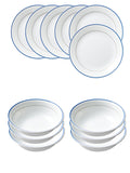 Corelle Livingware Double Ring Breakfast Set (Pack of 12) 6 26cm Dinner Plates, 6 296ml Dessert Bowl