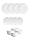 Corelle Livingware Winter Frost White Utility Set (Pack of 12) 4 26cm Dinner Plate, 4 17cm Small Plate & 4 177 ml Katori