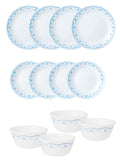Corelle Livingware Morning Blue Utility Set (Pack of 12) 4 26cm Dinner Plate, 4 17cm Small Plate & 4 177 ml Katori