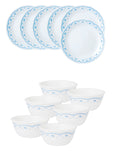 Corelle Livingware Morning Blue Breakfast Set (Pack of 12) 6 26cm Dinner Plates & 6 177ml Katori