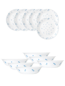 Corelle Livingware Provincial Blue Breakfast Set (Pack of 12) 6 26cm Dinner Plates, 6 296ml Dessert Bowl