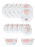Corelle Asia Collection Gold Series Peony Bouquet 14 Pcs Dinner Set (Pack of 14) 6 26cm Dinner Plates, 6 17cm Small Plates, 2 828ml Curry Bowl