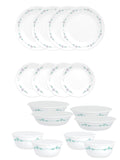 Corelle Livingware English Garden 16 Pcs Nuclear Family Set (Pack of 16) 4 26cm Dinner Plates, 4 17cm Small Plates, 296ml Dessert Bowl & 177ml Katori