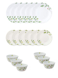 Corelle  Asia Collection Green Breeze Utility Set (Pack of 12) 4 26cm Dinner Plate, 4 17cm Small Plate & 4 177 ml Katori