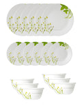 Corelle  Asia Collection European Herbs Utility Set (Pack of 12) 4 26cm Dinner Plate, 4 17cm Small Plate & 4 177 ml Katori