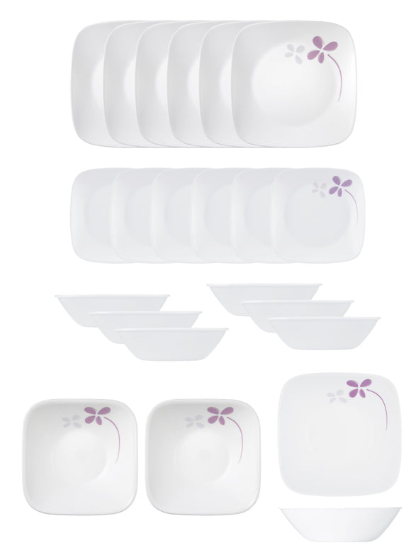 Corelle Asia Collection Square Round Warm Pansies 21 Pcs Dinner Set