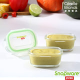 Snapware Set Of 3 Leak-Proof Eco Clean Glass Storage Container with Air-Tight Lid, Microwave and Oven Safe, Rectangle, 120ML, Green