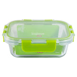 Snapware Leak-Proof Eco Clean Glass Storage Container with Air-Tight Lid, Microwave and Oven Safe, Rectangle, 380ML, Green