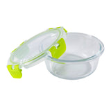 Snapware Leak-Proof Eco Clean Glass Storage Container with Air-Tight Lid, Microwave and Oven Safe, Round, 400ML, Green