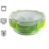 Snapware Leak-Proof Eco Clean Glass Storage Container with Air-Tight Lid, Microwave and Oven Safe, Round, 400ML, Green